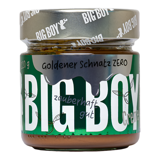 BIG BOY® Goldener Schnatz zero - haselnusscreme mit birkenzucker und knusprigen nussstückchen 220g